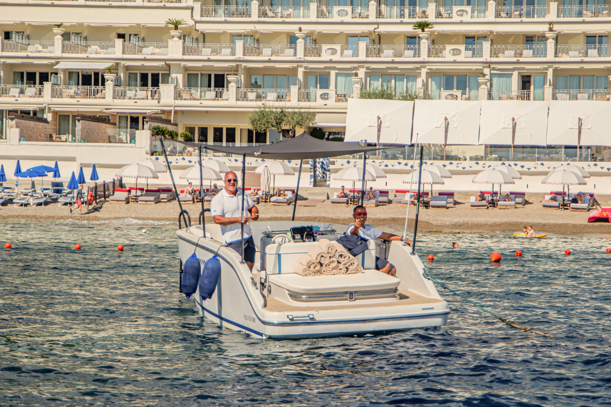 A view aboard the Capoforte during a coastal outing